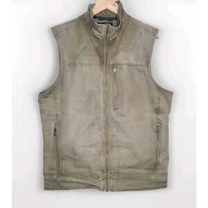 Kuhl Vest‎ Mens XLarge Khaki Patina Dye Full Zip Pockets Outdoor Hiking Travel